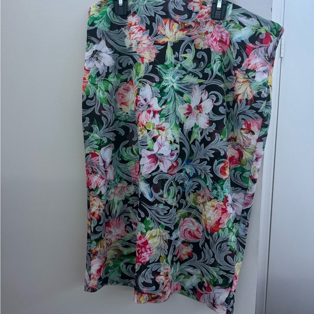 New York & Company Multicolor Floral Pencil Skirt